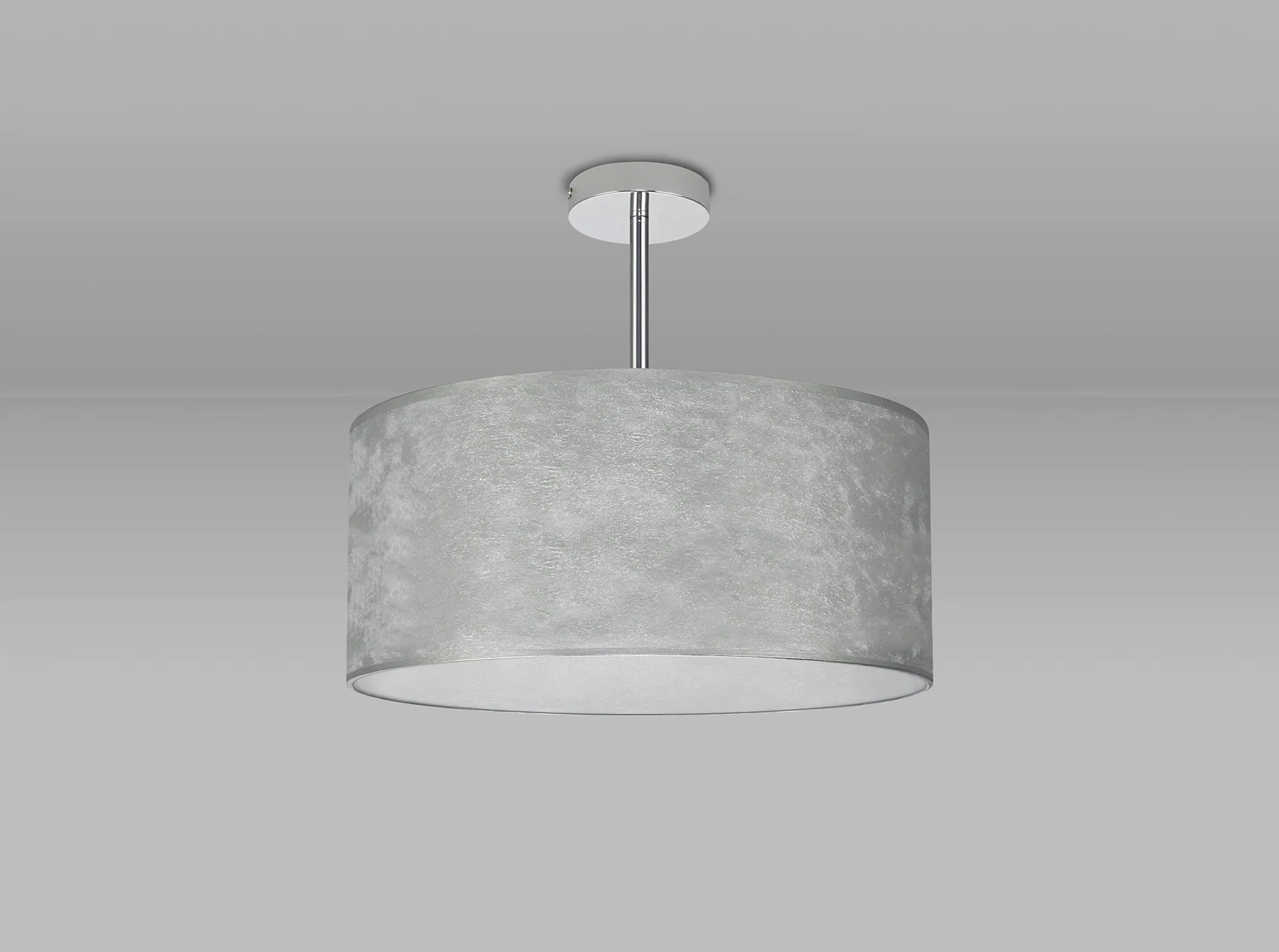 Baymont 50cm Semi Flush 3 Light Polished Chrome, Silver Leaf DK0791  Deco Baymont CH SL